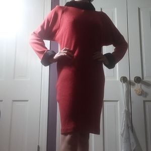 * Red Sweater with black fur lining Dress